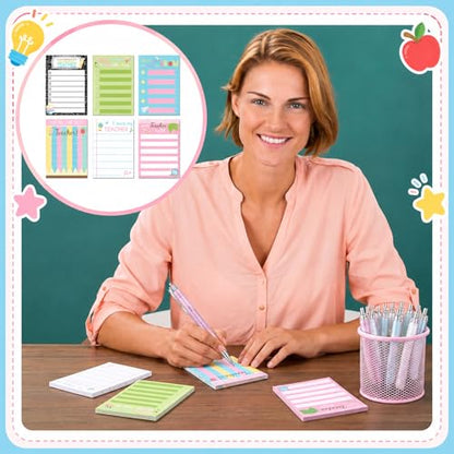 Eaasty 24 Pcs Back to School Teacher Appreciation Gift Sticky Notes with Funny Pens to Do List Notepad Sticky Notes Cute Ballpoint Pens(Pastel Style) - style: Pastel Style