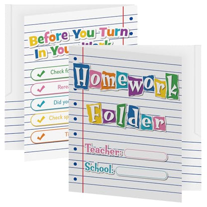 Eaasty 24 Pcs Homework Folders Back to School Take Home Folders Composition Notebook 2 Pocket Organanizer Student Homework Paper File Folder for Classroom Classwork Office School Teachers Educational