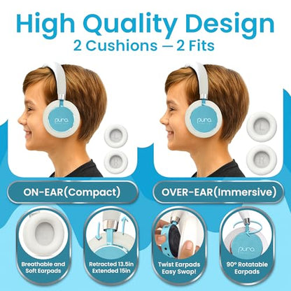 Puro Sound Labs Kids Wireless Headphones – Volume-Limiting 85dB, Built-In Mic, Studio-Grade Sound, 20-Hour Battery Life, Comfortable Fit & Easy to Connect Kids Bluetooth Headphones – BT2200 Plus, Teal - color: Teal