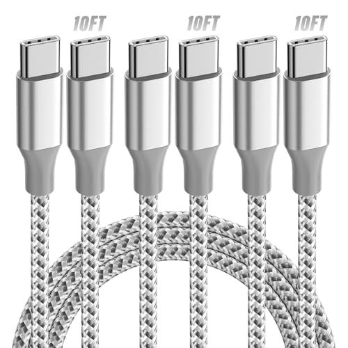 KYEHD USB C Cable，3 Pack 10FT 60W Fast Charging USB C to USB C Cable, Durable Type C Charger Cable for iPhone 17/16/15/iPad MacBook CarPlay and More-Grey White - color: Grey white
