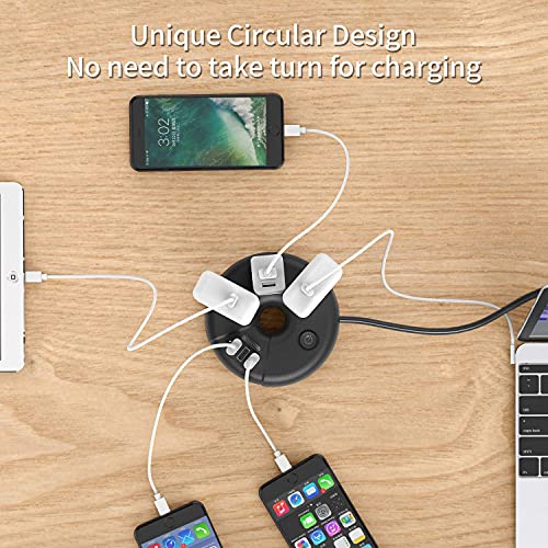 NTONPOWER Compact Power Strip with USB Bundle, 3 Outlets 3 USB Portable Desktop Charging Station with 5ft Extension Cord for Office, Home, Hotels, Cruise Ship, Nightstand
