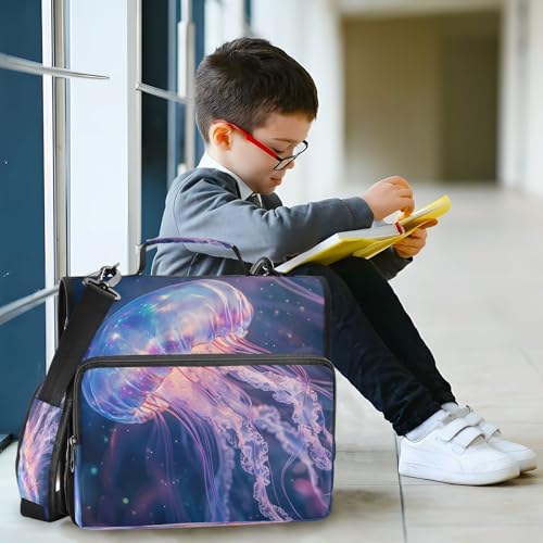 3 Ring Zipper Binder Ocean Beach Sea Jellyfish Binders Bag with Shoulder Strap 500 Sheets Paper Organizer Trapper Keeper Documents Storage File Folder for School Office - color: A938