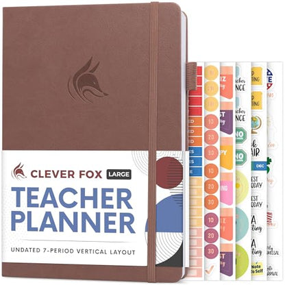 Clever Fox Teacher Planner, School & Homeschool Book, B5 Size Terracotta | Undated, 7x10, lay-flat binding, heavy-duty hardcover, teacher lesson weekly & daily planner, homeschool supplies - color: Dark Terracotta, size: Smaller than A4 (7″ x 10″)