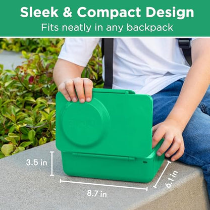 Omie OmieBox UP bento Box for Kids | Insulated Lunch Box | Leak Proof Vacuum Insulated Thermal Food jar | Cooler ice Pack | 2 Compartments (Jade Green) - color: Jade Green