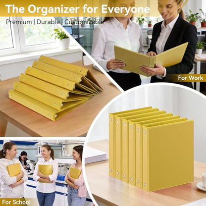 SUIN 1 Inch 3 Ring Binder, Clear 1'' View Presentation Binders with 2 Pockets, Fits 8.5 x 11 Letter Size, Durable Polypropylene, Non-Stick & PVC-Free for School, Office & Home (Yellow) - color: Yellow