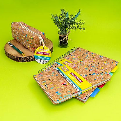 Pukka Pad, Pukka Planet Cork B5 Multi-Subject Notebook – Wire Bound Project Book with 200 Pages, 100 Sheets of FSC Recycled 8mm Lined Paper & Tabbed Dividers for Home, School, & Office, 10.12 x 7.3in - style: Project Notebook