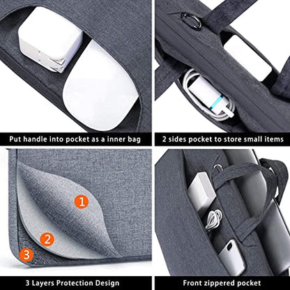 Voova Laptop Bag 17 17.3 Inch Water-resistant Laptop Sleeve Case with Shoulder Straps & Handle, Computer Case Cover Slim Briefcase Compatible with 17-18” Hp Dell Asus Acer, Grey - color: Grey, size: 17-17.3 In