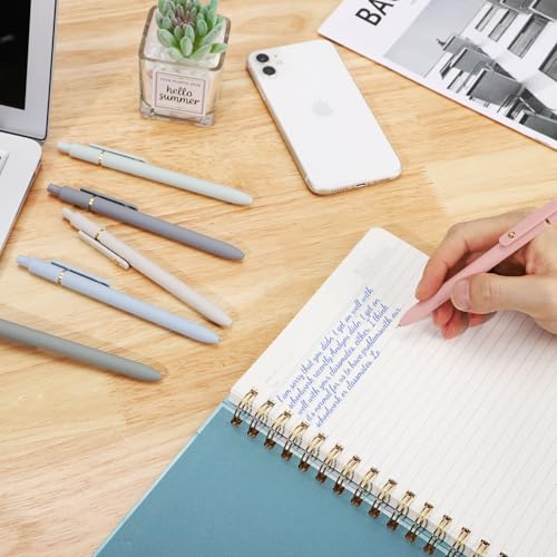 Ddaowanx Gel Pens, 0.5mm Fine Point Quick Dry Blue Ink Pens Retractable, Cute Colorful Barrel Smooth Writing Pen, Aesthetics Gifts for Women Men (6 Pcs-Blue Ink) - color: 6 Pcs-Blue Ink