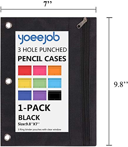 24 Packs 3 Ring Binder Pen Pencil Case Pouch Bulk Set Stationery Bag for School Class Office Black - color: black