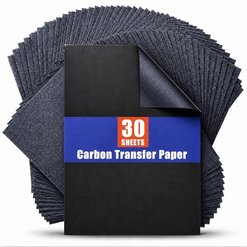 Carbon Paper for Tracing Graphite Transfer-Paper - PSLER 30 Pcs Black Graphite Paper for Tracing Drawing Patterns on Wood Projects Canvas Fabric Artist Lettering Sketch Drawing A4 8.27 X 11.81 Inch