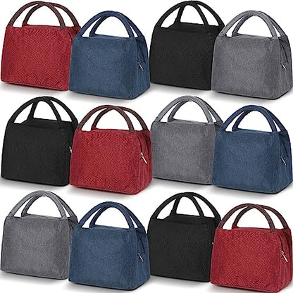 Chunful 12 Pcs Lunch Bags Bulk Reusable Insulated Lunch Box Bags with Aluminum Leakproof Tote for School Students Kids Women Men Children Adult Office Work Employees Travel - color: Multicolor