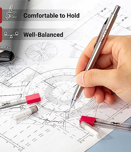 Mr. Pen- Metal Mechanical Pencil Set with Lead Refills & Erasers, 2 Pack | 0.3mm, 4x Tubes HB Lead Refill, 4x Eraser Refills for School Supplies, Note Taking, Drawing, Sketching, Office - style: 0.3mm