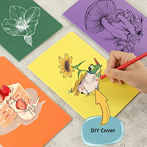 24 Pack Blank Notebook & Journal Bulk, Multi Cover, Unlined Plain Thick Paper, A5 Size, 5.5x8.3 inch, 60 Page, Small Sketchbook Subject Note Pad Set for Women Men Kids Traveler Student Office - color: Multi, style: Multi-24-Unlined