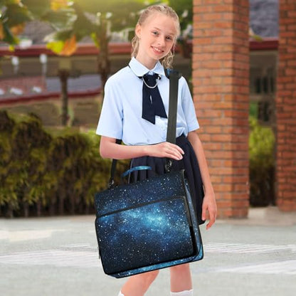 Blue Star Zipper Binder 3 Ring 1.5 Inch School Binder Organizer with Shoulder Strap Handle File Folder Pockets Large Capacity Students Girl Boy Men Office Work - color: Blue Star