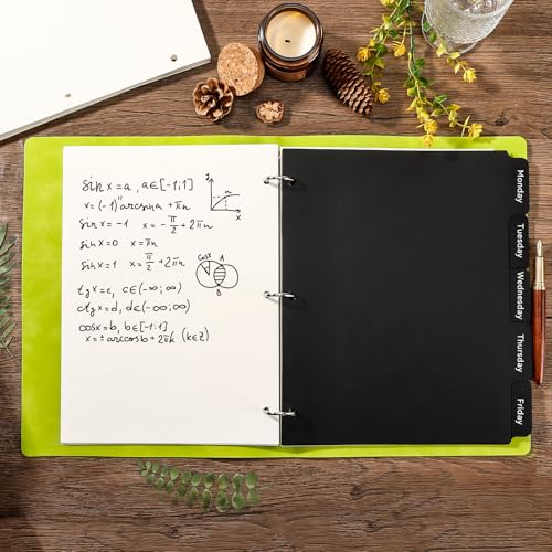 2 Set Black Binder Dividers with 5 Tabs, Plastic Binder Divider for 3 Ring Binders, 8.3 x 11 Inch Index Divider for Binders with 3 Hole for Office School Notebooks, 10 Dividers Total