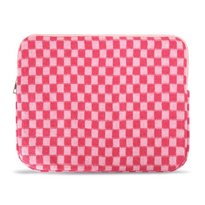 Puffy Laptop Sleeve 11-12 inch, Cute Knitted Protective Carrying Case for Women & Men, Compatible with iPad Pro 11-Inch M5, 12 Inch Tablets Notebook (Checkered Red) - color: Checkered Red, size: 11-12 inch