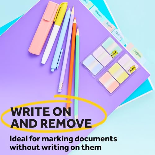 Post-it Sticky Tabs, 1 x 1.5 in, Warm Pastels, 3 Pads, 36 Tabs Total - color: Warm Pastels