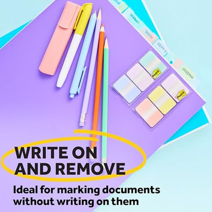 Post-it Sticky Tabs, 1 x 1.5 in, Warm Pastels, 3 Pads, 36 Tabs Total - color: Warm Pastels