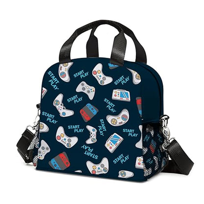 Game Lunch Bag Reusable Insulated Lunch Box Large Capacity Meal Tote for Kids Boys Girls Cooler Bag Waterproof Adjustable Shoulder Strap Gamer Lunch Tote for Work School Picnic Travel Hiking - color: Game04