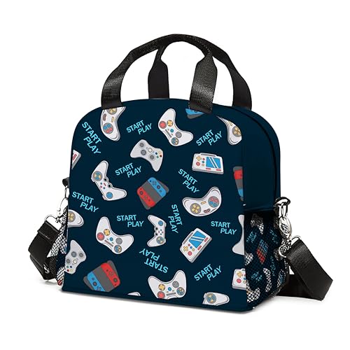 Game Lunch Bag Reusable Insulated Lunch Box Large Capacity Meal Tote for Kids Boys Girls Cooler Bag Waterproof Adjustable Shoulder Strap Gamer Lunch Tote for Work School Picnic Travel Hiking - color: Game04