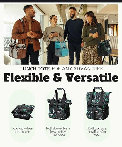 SUNNY BIRD Dual Compartment Lunch Bag Insulated Lunch Box for Women and Men (FloralFoliage 01) - color: FloralFoliage 01