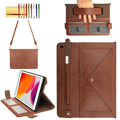 Handbag Case for iPad Mini 7.9" Series, iPad Mini 4/Mini 5 Case, Techcircle Lightweight Folio Stand Crossbody Wallet Case with Pencil Holder, Hand Strap & Shoulder Strap Soft Protective Cover, Coffee - color: 01 Coffee, size: iPad Mini 5/4/3/2/1 7.9"