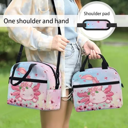 Axolotl Kids Insulated Lunch Box 4-6 Flower One Piece Lunch Box for Boys 6-8 Preschool Meal Bag for Girls Kindergarten Toddler Elementary School Adjustable Shoulder Strap Portable Insulated - color: Flower Axolotl
