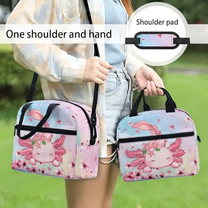 Axolotl Kids Insulated Lunch Box 4-6 Flower One Piece Lunch Box for Boys 6-8 Preschool Meal Bag for Girls Kindergarten Toddler Elementary School Adjustable Shoulder Strap Portable Insulated - color: Flower Axolotl