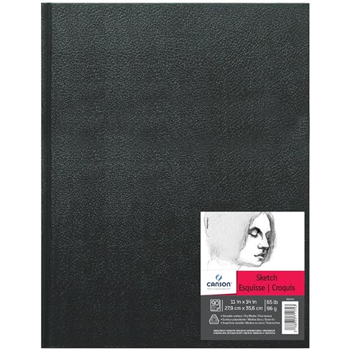 Canson Artist Series Sketchbook, Hardbound Journal, 11x14 inches, 184 Pages (65lb/96g) - Artist Paper for Adults and Students - Graphite, Charcoal, Pencil, Colored Pencil - size: 11"X14"