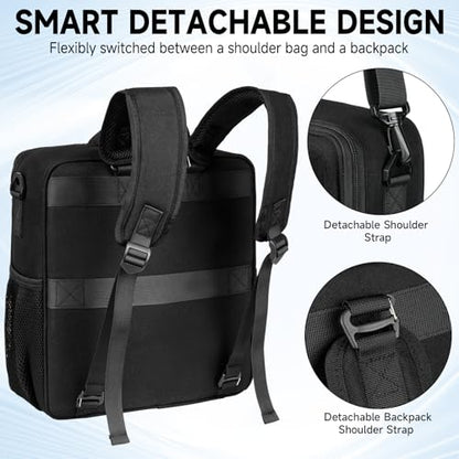 Zipper Binder 3 Ring 3 Inch with Shoulder Strap, Large Binder Backpack with Zipper Fits 13 Inch Laptop for College Office Travel, 700 Sheets Capacity,Black - color: Black