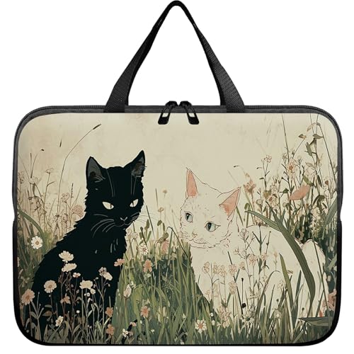 Universal Laptop Sleeve Tablet Case 12 inch, Black and White Cats Slim Carrying Case Durable Handbag Travel Laptop Bag for Surface Pro 9 8 7/Laptop Go 2 3, MacBook Air 11/12 - color: Black and White Cats, size: 12 inch