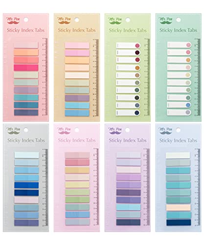 Mr. Pen- Colorful Sticky Tabs, 8 Sets, 1600 pcs, Morandi and Vintage | Translucent Page Markers, Water-Resistant Book Tabs for Annotating, Bible Study, Planning, Indexing & Document Organization - color: Morandi and Vintage, size: 1600 Pcs