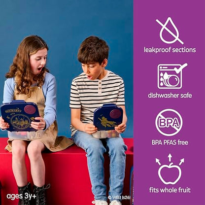 b.box Harry Potter Mini Lunch Box Kids | 4.25 Cup Leak Proof Bento Box for Kids Ages 3+ | 3 Compartment Snack Containers, School Lunch Container, Dishwasher Safe, BPA-Free, PFAS-Free - color: Harry Potter, size: 1-pack