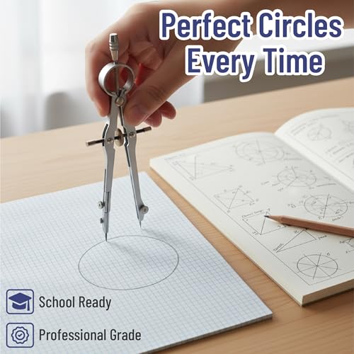 Mr. Pen- Geometry Set, 15 pcs, Light Grey, 6 Inch Swing Arm Protractor | Divider, Set Squares, Ruler, Compasses and Protractor - color: Light Grey