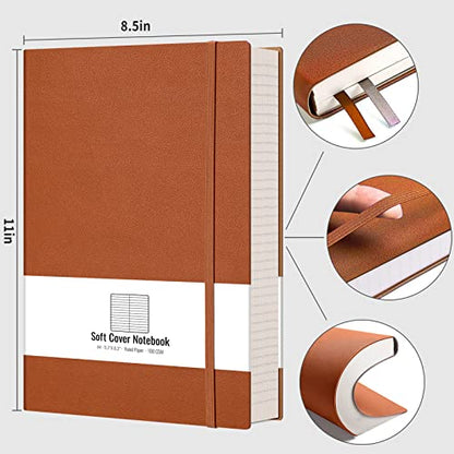 AHGXG A4 Notebook College Ruled - 320 Pages Large Journal for Women and Men, 8.5''×11'', Leather Softcover Thick Journal, 100gsm Thick Lined Paper - Brown - color: Brown, size: A4