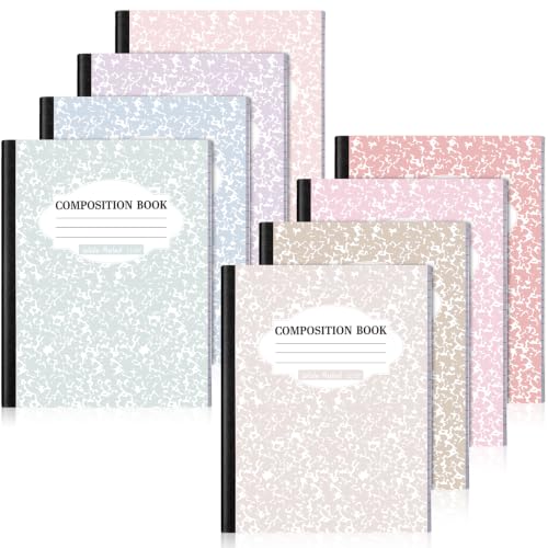 Colarr 8 Pack Composition Notebook 9.75 x 7.5 Inch Wide Ruled Marble Paper Composition Books Assorted Fun Colors Office School Notebook, Hard Cover, Sturdy Sewn Binding (Subtle Colors) - color: Subtle Colors
