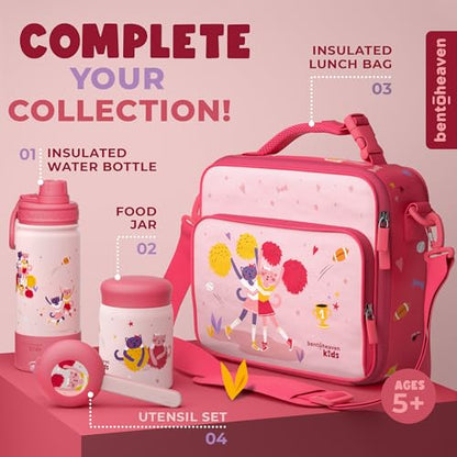 Bentoheaven Kids Water Bottle Stainless Steel for Boys & Girls, Pink | Reusable 17 oz insulated metal tumbler with 2 lids (chug and straw), leakproof design, silicone boot for school and sports. - color: Rose Pink