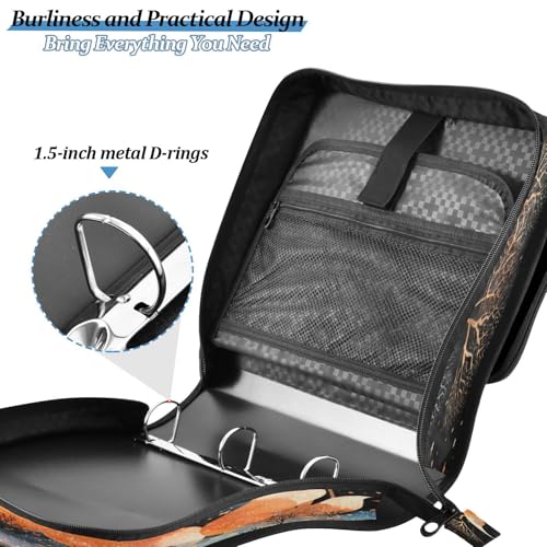 School Zipper Binder Forest Fox Decor Trapper Keeper 3 Ring Binder Bag Multiple Pockets & Storage Organizer, 500 Sheet Capacity with Shoulder Strap