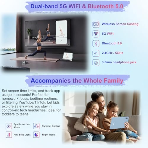 Android 15 Tablet 30GB+128GB+1TB Expand, 2026 10.1 Inch Octa-Core 8000mAh Electronics Tablets with Keyboard Mouse, Gemini AI, 5G WiFi, 1280x800 IPS Touchscreen, GPS, BT5.0, Widevine L1 -Metal Blue - color: Blue