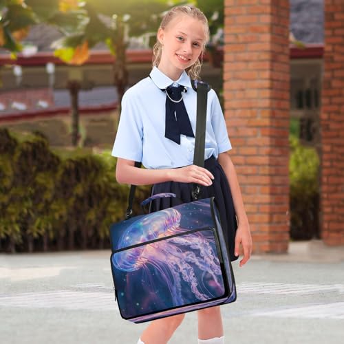 3 Ring Zipper Binder Ocean Beach Sea Jellyfish Binders Bag with Shoulder Strap 500 Sheets Paper Organizer Trapper Keeper Documents Storage File Folder for School Office - color: A938