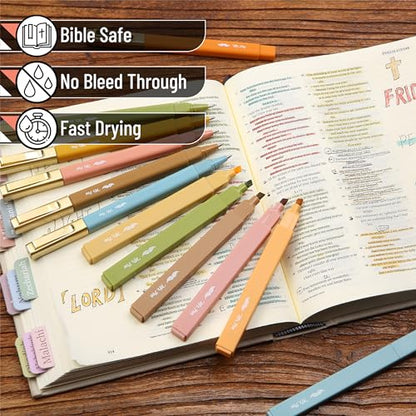Mr. Pen- Aesthetic Highlighters and Pens No Bleed, 12 Pack, Black Ink Pens | Warm Fall, Bible Highlighters and Pens No Bleed, Fast Dry and No Smear for Bible Journaling, Planner, School Supplies - color: Warm Fall, size: 12 Pack
