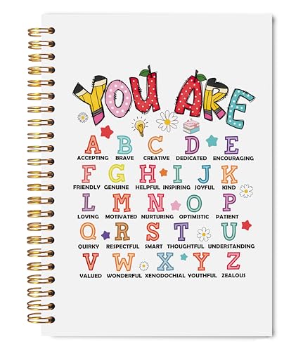 Welshower Boho Inspirational Alphabet Spiral Notebook Journal for Kids, Boho Classroom Supplies, You Are Motivational Notebook, Positive Affirmation Journal, 5.5x8.3 Inch - color: Inspirational Notebook 14