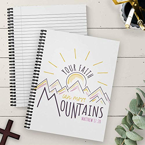Gotcha Covered Notebooks Softcover Faith Moves Mountains 8.5" x 11" Religious Spiral Notebook/Journal, 120 College Ruled Pages, Durable Gloss Laminated Cover, Black Wire-o Spiral. Made in the USA - color: Faith Moves Mountains