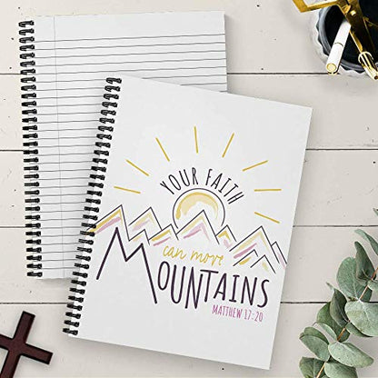 Gotcha Covered Notebooks Softcover Faith Moves Mountains 8.5" x 11" Religious Spiral Notebook/Journal, 120 College Ruled Pages, Durable Gloss Laminated Cover, Black Wire-o Spiral. Made in the USA - color: Faith Moves Mountains