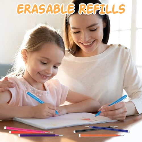 32Pcs 0.7 mm Erasable Gel Ink Pen Refills Compatible with Frixion Friction, 8 Colors Retractable Fine Point Pen Refill (Blue、Black、Red、Green、Orange、Lake Blue、Purple、Rose Red) (8Color, 32)
