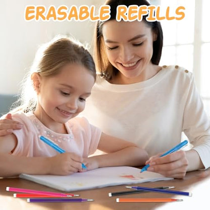 32Pcs 0.7 mm Erasable Gel Ink Pen Refills Compatible with Frixion Friction, 8 Colors Retractable Fine Point Pen Refill (Blue、Black、Red、Green、Orange、Lake Blue、Purple、Rose Red) (8Color, 32)