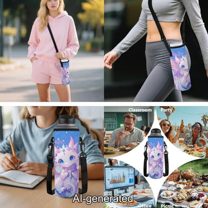 Kawaii Dragon 5 Piece Backpack Set for Kids with Lunch Bag Pencil Case and Water Bottle Holder School Bag for Elementary Middle School - color: Kawaii Dragon