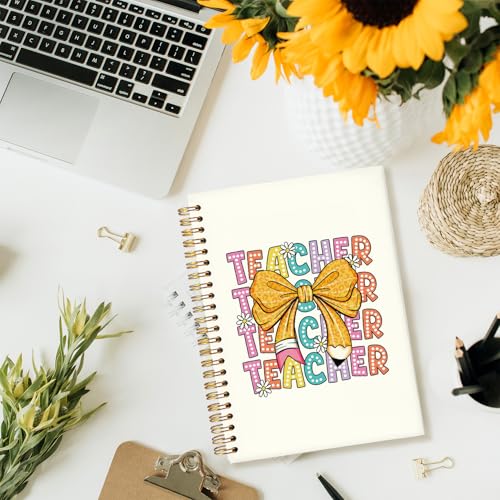 Teacher Notebook Journals, Teacher Appreciation Gifts for Women, Cute Bow Hardcover College Ruled Spiral Notebook Journal for Work Notes Journaling, 5.5x8.3 Inch - color: Bow