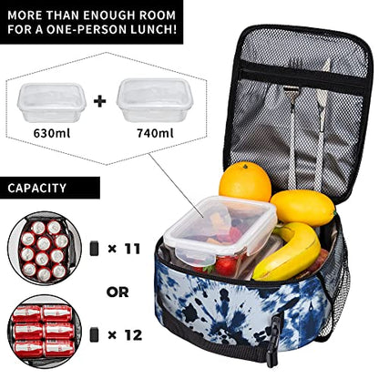 Blue Tie Dye Lunch Bags For Men Women Boys Girls Reusable Tote Lunch Bags For Office Work School Picnic Camping Thermal Insulation And Cold Preservation - color: Blue Tie Dye