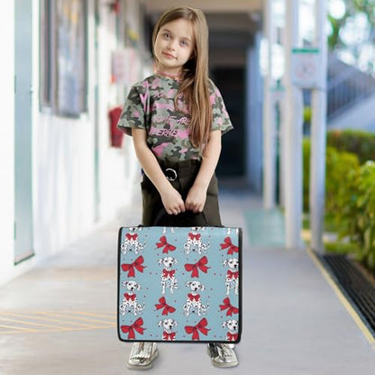 Dalmatian Dog Bows 3 Ring Binder Bag 1.5 inch Binder Organizer with Zipper Shoulder Strap 500 Sheet Documents Storage for School Office